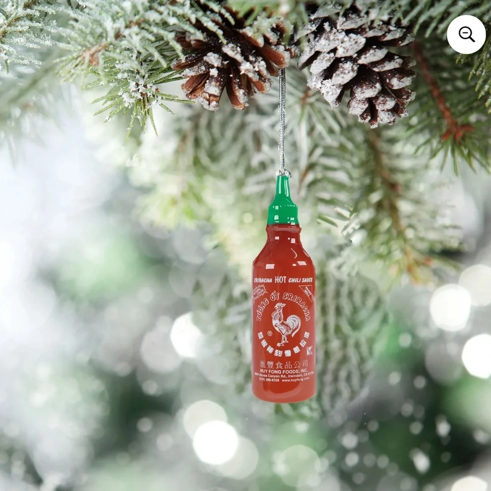 Sriracha Hot‎ Chili Sauce Decoupage Christmas Tree Ornament Novelty New With Tag
